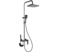Colonne de douche Avizar Spray WC - Douche Pluie Carrée - Chromé - Anti-corrosion - Noir