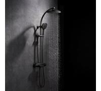 Colonne de Douche Cascade avec Poignée de Température 38 C Gris Pistolet | Kit Douche Salle de Bain avec Robinet Bain Cascade, Rotatif 360 Tete de Douche Pluie, Douchette À Main 3 Modes