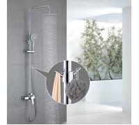 Colonne de Douche Chromé Kit de Douche Mécanique Robinetterie en Laiton Ensemble de Douche avec Douchette 3 Jets Hauteur Réglable