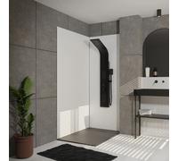 Colonne de douche Effet Pluie - 140x20cm - Acier inoxydable brossé Noir mat