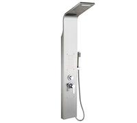 Colonne de Douche en Acier Inoxydable avec Jet de Massage, Buses de Massages et Douche Manuelle, pour Salle de Bain/Hôtel,version actualisée (20 * 7 * 140cm, Acier inoxydable)