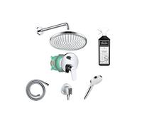 Colonne de douche encastrée Crometta S avec mitigeur mécanique Logis chromé + nettoyant Briochin