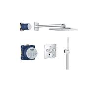 Colonne de douche encastrée thermostatique Grotherm SmartControl Douchette Euphoria Cube chromé