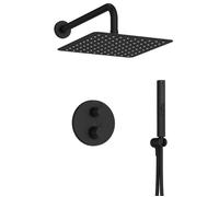 Jacob Delafon - Pack Robinetterie Douche Encastrée Thermostatique METRO - Kit Tout-en-Un - Tête Carrée 25cm, Douchette 2 Jets - Finition Noir Mat - E38680-BL