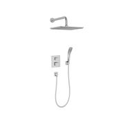 Jacob Delafon Pack Douche Encastrée Thermostatique Modulo Carré, Chrome | Kit tout-en-un, boîtier à niveau, tête 28cm, douchette 3 jets