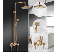 Colonne de Douche Ensemble de Douche avec Pomme de Douche Système de Douche Mural Hauteur Réglage Style Européen en Laiton Antique