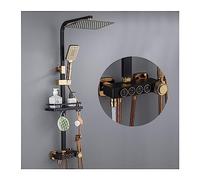 Colonne de Douche, Ensemble de douche de pluie de douche en or noir, robinet de douche thermostatique, robinet de bain, système de douche mitigeur de douche à montage mural(A3027GB)