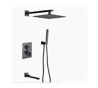 Colonne de Douche, Ensemble de douche mural de bain en laiton bronze à numérique, ensemble de douche de robinet mural, pomme de douche de pluie de couleur grise salle de bain(Three way,10 inch)