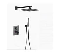 Colonne de Douche, Ensemble de douche mural de bain en laiton bronze à numérique, ensemble de douche de robinet mural, pomme de douche de pluie de couleur grise salle de bain(Two way,12 inch)