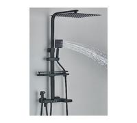 Colonne de Douche, Ensembles de robinet de douche thermostatique noir/chrome affichage numérique mélangeur de douche de salle de bains système de douche en laiton ensemble de douche à effet pluie ,pou