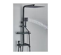 Colonne de Douche, Ensembles de robinet de douche thermostatique noir/chrome affichage numérique mélangeur de douche de salle de bains système de douche en laiton ensemble de douche à effet pluie ,pou