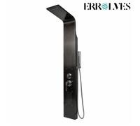 Colonne de Douche - ERROLVES - Hydromassante - Douchette Réglable - Aluminium Noir - 140x20x7 cm
