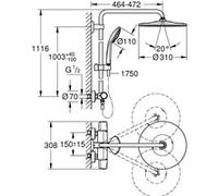 Colonne de douche EUPHORIA SYSTEM 310 avec mitigeur thermostatique - GROHE - 26384002 Blanc G
