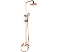 Colonne de douche extensible 88-125 cm - Kit de douche - Mitigeur de barre de douche avec pommeau de douche Felxo argenté BDR001 (or rose brossé)