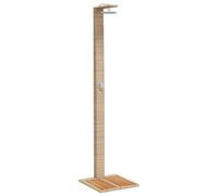 Colonne de Douche Extérieure en Polyrotin avec Base en Bois D'acacias, Luminaire de Jardin Autoportant avec Pomme de Douche Réglable, unité de Bord de Piscine Résistante aux (Beige)