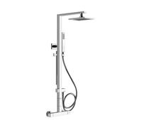 Colonne de douche Gessi Rettangolo avec thermostat en saillie, hauteur 1060 mm, inverseur automatique, douche de tête 216x140 mm et douchette à main, 23451149, Couleur: Optique Finox