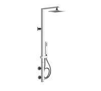 Colonne de douche Gessi Rettangolo avec thermostat en saillie, hauteur 1779 mm, inverseur automatique, douche de tête 216x140 mm et douche à main, 23407149, Couleur: Optique Finox