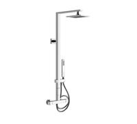 Colonne de douche Gessi Rettangolo avec thermostat en saillie, inverseur automatique, hauteur 106 cm, avec douche de tête 216x140 mm et douchette à main, 23447149, Couleur: Optique Finox