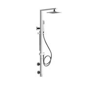 Colonne de douche Gessi Rettangolo avec thermostat en saillie, inverseur automatique, hauteur 1180 mm, douche de tête 216x140 mm et douchette à main, 23411031, Couleur: chrome