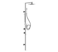 Colonne de douche Gessi Rettangolo avec thermostat en saillie, inverseur automatique, hauteur 1773 mm, douche de tête 216x140 mm et douchette à main, 23409149, Couleur: Optique Finox