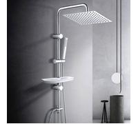 Colonne de douche - GÖRBACH - YT-3030CP-Ablage - Douche pluie inox 2mm - Fixation sans perçage - Douchette 1,5m