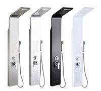 Colonne de douche hydromassage panneau en acier inoxydable 304 mitigeur 5 fonctions douche spa salle de bain hauteur : 140 cm - Processus de polissage (blanc)