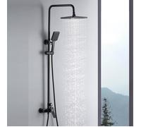 Colonne de douche mécanique AURALUM - Noir - Hauteur réglable 90-120 cm - 2 modes de sortie d'eau