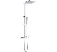 Colonne de douche mécanique avec pommeau + douchette 1 jet + flexible + barre réglable, chrome, Edouard Rousseau Gerzat