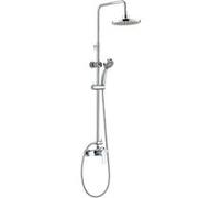 Colonne de douche mécanique avec pommeau + douchette 3 jets + flexible + barre réglable, chrome, Edouard Rousseau Shenti