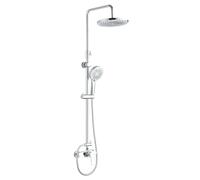 Colonne de Douche Mécanique Edouard Rousseau DEVA - Tête Ø 250 mm - Douchette 3 Jets - Barre Réglable - Mitigeur Mécanique - 3 Coloris disponibles (Chromé)