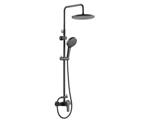 Colonne de Douche Mécanique Edouard Rousseau DEVA - Tête Ø 250 mm - Douchette 3 Jets - Barre Réglable - Mitigeur Mécanique - 3 Coloris disponibles (Noir)