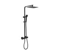 Colonne de douche - Mitigeur thermostatique - Pomme haute rectangle 30x20 cm - OCEANIC - Noir mat