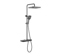 Colonne de Douche Mural avec Douche Tête Pluie 350×220Mm Gris Pistolet Hauteur Réglable 3 Sorties D'Eau