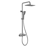 Colonne de Douche Mural avec Pommeau de Douche Pluie 30×20 Cm Bec Cascade et Douchette pour Salle de Bain et Salles D'Eau,Gris Pistolet