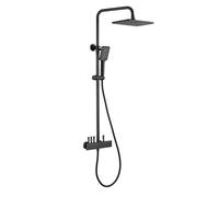 Colonne de Douche Mural avec Pommeau de Douche Pluie 30×20 Cm Bec Cascade et Douchette pour Salle de Bain et Salles D'Eau,Noir