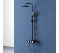 Colonne de douche noir Sogood système de douche flexible avec robinetterie mitigeur douchette à mains pomme haute