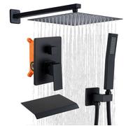 Colonne de Douche Noir Système de Douche Encastrable - Technologie d'Injection d'Air Avancée Ensemble de Douche en Laiton Noir