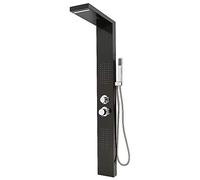 Colonne de Douche, Panneau de Douche Acier Inox, Système de Panneau de Douche à Montage Mural, Colonne de Douche Hydromassante avec Mitigeur et Buses Massants (A-Noir)