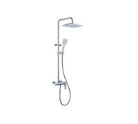 Colonne de douche Pommeau - Douchette Carrée - Inox Chromé - Double Fonction - Argent