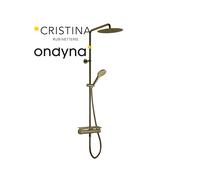 Colonne de douche porte savon + pomme ronde omega or brossé - CRISTINA ONDYNA OG48796P