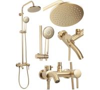 Rea Colonne de Douche Luis Gold Brush Système de Douche en Laiton Pour Salle de Bain (Or)