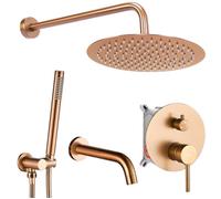 Colonne De Douche Rea Lungo Ensemble Baignoire Et Douche Cuivre Brossé 15,5 X 15,5 X 36 Cm
