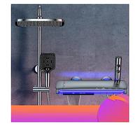 Colonne de Douche, Robinet de système de douche de salle de bain numérique Led ， Robinets de salle de bain cascade fixés mur ， Pommeau de douche pluie Ensemble de douche numérique piano(0523-grey-A)