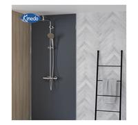 Colonne de douche ronde thermostatique Aquatica chromée - KINEDO CD365