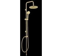 Colonne de douche sans robinetterie avec douchette + pomme de tête + barre réglable + flexible, doré, Wenko Young Line