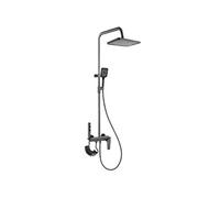 Colonne de douche Spray WC - Douche Pluie Carrée - Chromé - Anti-corrosion - Noir