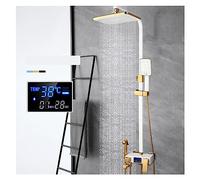 Colonne de Douche, Système de douche à effet pluie mural blanc/noir for salle de bain, ensemble de douche numérique à LED, ensembles de robinets de douche de bain mélangeur chaud et froid(blanc)