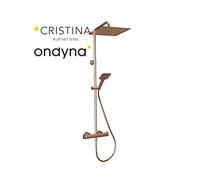 Colonne de douche thermo pomme carre 25 or rose brosse - CRISTINA ONDYNA OG47634P