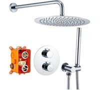 Colonne de Douche Thermostatique 38℃ Colonne Douche Encastrable Grande Douche de Tête Kit Douche Corps en Laiton Chromé