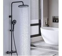 Colonne de Douche Thermostatique 40°C Ensemble de Douche en Laiton Chromé Kit de Douche Hauteur Réglable Douchette 3 Jets d’Eau